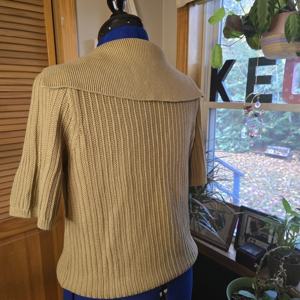 Banana Republic Tan Ribbed Short Sleeve Sweater - Picture 2 of 6